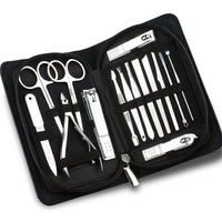 HKM-772051 15-Piece Stainless Steel Manicure and Pedicure Set with PU Leather Case