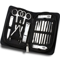 HKM-772051 15-Piece Stainless Steel Manicure and Pedicure Set with PU Leather Case