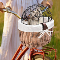 HKM-577107 Handmade Wicker Pet Bicycle Basket with Iron Frame - Size 30x25x30cm