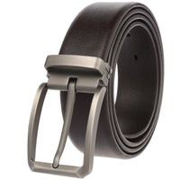 HKM-523795 Men's Stylish Pin Buckle Perforated Leather Belt - Adjustable Second Layer Design