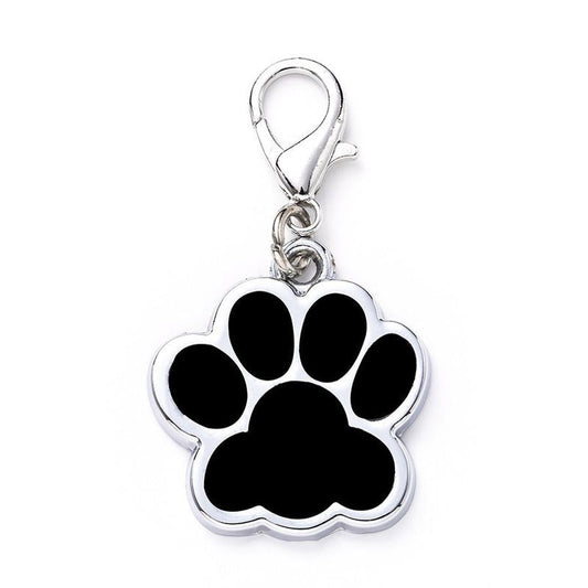 JMT-005514 Glittery Zinc Alloy Dog Paw Engraved Pet Tag in Multiple Colors