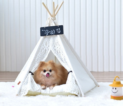 HKM-482579 Small Spotted Tent Cat Kennel - Pet Nest in Various Sizes with Soft Lining Options