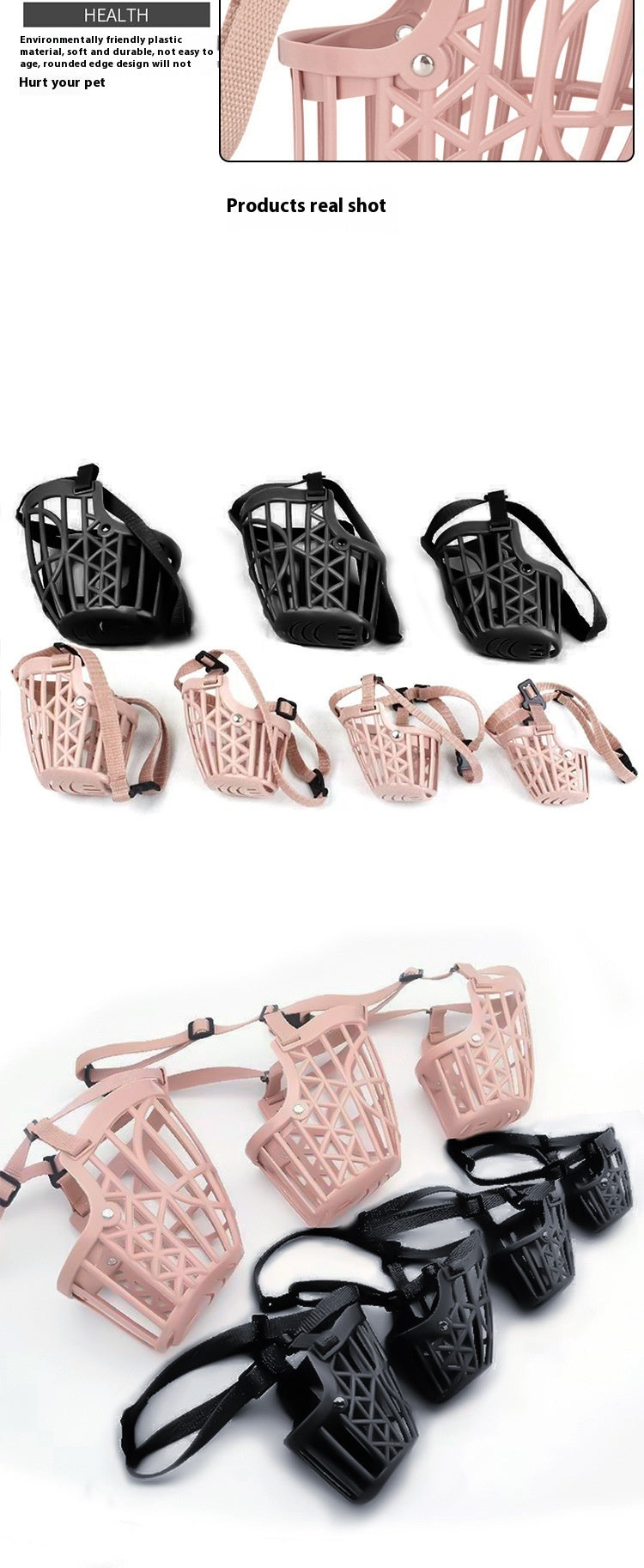HKM-635923 Non-Grinding Anti-Bark and Anti-Bite Dog Mouth Cover for Small and Medium Dogs - Adjustable Nylon and PP Design
