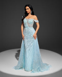 HKM-053523 Elegant Blue Evening Dress for Women - Style EZ25043
