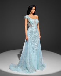 HKM-053523 Elegant Blue Evening Dress for Women - Style EZ25043