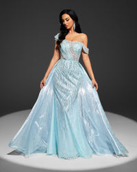 HKM-053523 Elegant Blue Evening Dress for Women - Style EZ25043