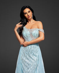 HKM-053523 Elegant Blue Evening Dress for Women - Style EZ25043