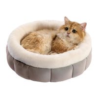 HKM-181587 Cozy Round Donut Bed for Small Dogs and Indoor Cats - Washable with Anti-Slip Bottom and Supportive Sides