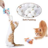 HKM-009363 Interactive Catnip Fish Toys with Crinkle Paper and Soft Plush for Dental Health - Set of 2
