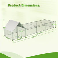 HKM-448659 Walk-In Chicken Coop with Removable UV-Resistant Cover, Durable Steel Frame and Lockable Door for Poultry and Small Animals