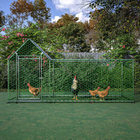 HKM-448659 Walk-In Chicken Coop with Removable UV-Resistant Cover, Durable Steel Frame and Lockable Door for Poultry and Small Animals