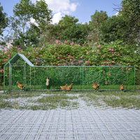 HKM-448659 Walk-In Chicken Coop with Removable UV-Resistant Cover, Durable Steel Frame and Lockable Door for Poultry and Small Animals