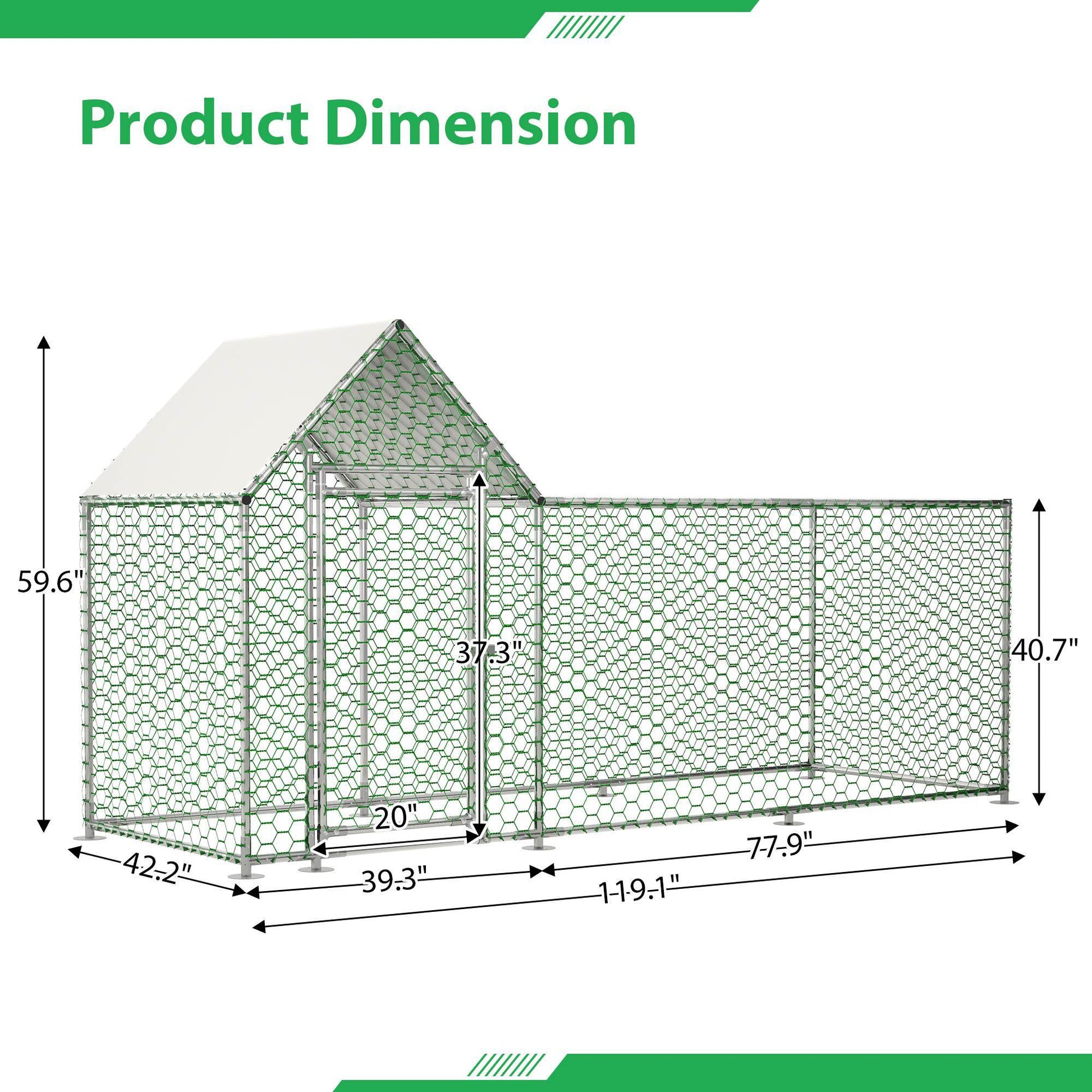 HKM-448659 Walk-In Chicken Coop with Removable UV-Resistant Cover, Durable Steel Frame and Lockable Door for Poultry and Small Animals