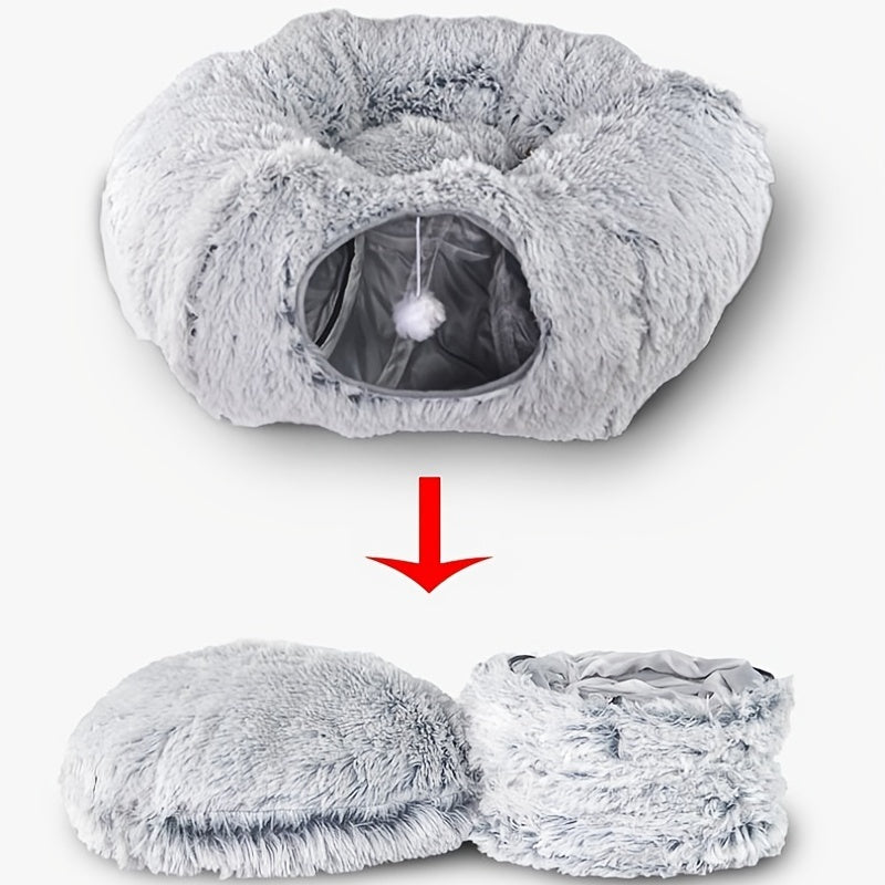HKM-096787 Cozy Foldable Cat Nest and Tunnel for Warmth and Comfort