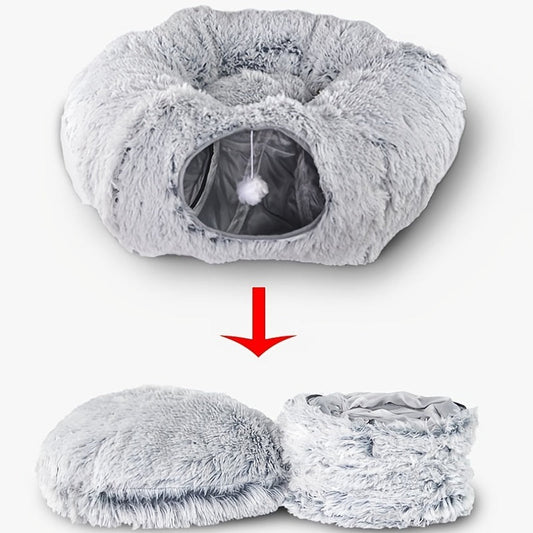 HKM-096787 Cozy Foldable Cat Nest and Tunnel for Warmth and Comfort