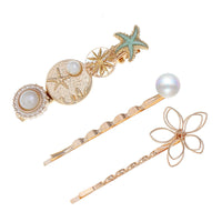HKM-118099 Elegant Pearl Edge Hair Clip - Alloy Construction for Stylish Hold