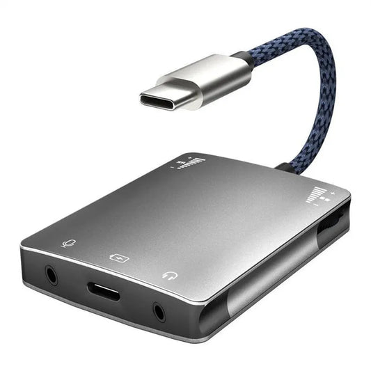 KTX-248339 Type-C to 3.5mm Audio Adapter with Microphone for Live Streaming and Charging