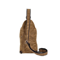 HKM-418899 Men's Waterproof Batik Canvas and Cowhide Crossbody Chest Bag for Outdoor Travel