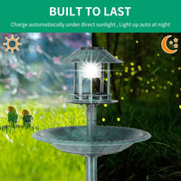 HKM-102867 Dark Green Plastic Round Bird Bath with Solar Light and Durable Design