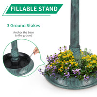 HKM-102867 Dark Green Plastic Round Bird Bath with Solar Light and Durable Design