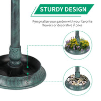 HKM-102867 Dark Green Plastic Round Bird Bath with Solar Light and Durable Design