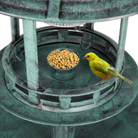 HKM-102867 Dark Green Plastic Round Bird Bath with Solar Light and Durable Design