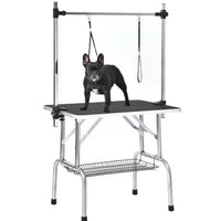 HKM-875539 36 Inch Folding Dog Grooming Table with Adjustable Arm and Non-Slip Rubber Surface