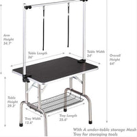 HKM-875539 36 Inch Folding Dog Grooming Table with Adjustable Arm and Non-Slip Rubber Surface