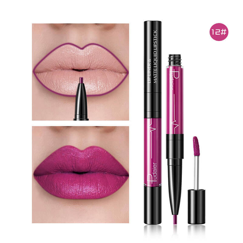 HKM-792211 2 in 1 Matte Lip Gloss and Lip Liner – Highly Pigmented Velvet Finish, Long Lasting Color, Easy Application