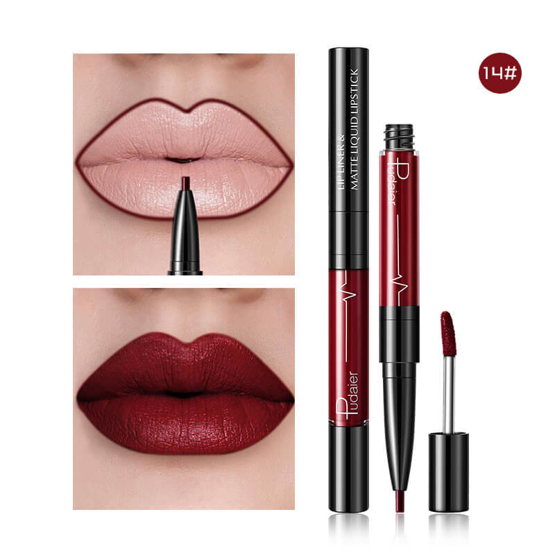 HKM-792211 2 in 1 Matte Lip Gloss and Lip Liner – Highly Pigmented Velvet Finish, Long Lasting Color, Easy Application