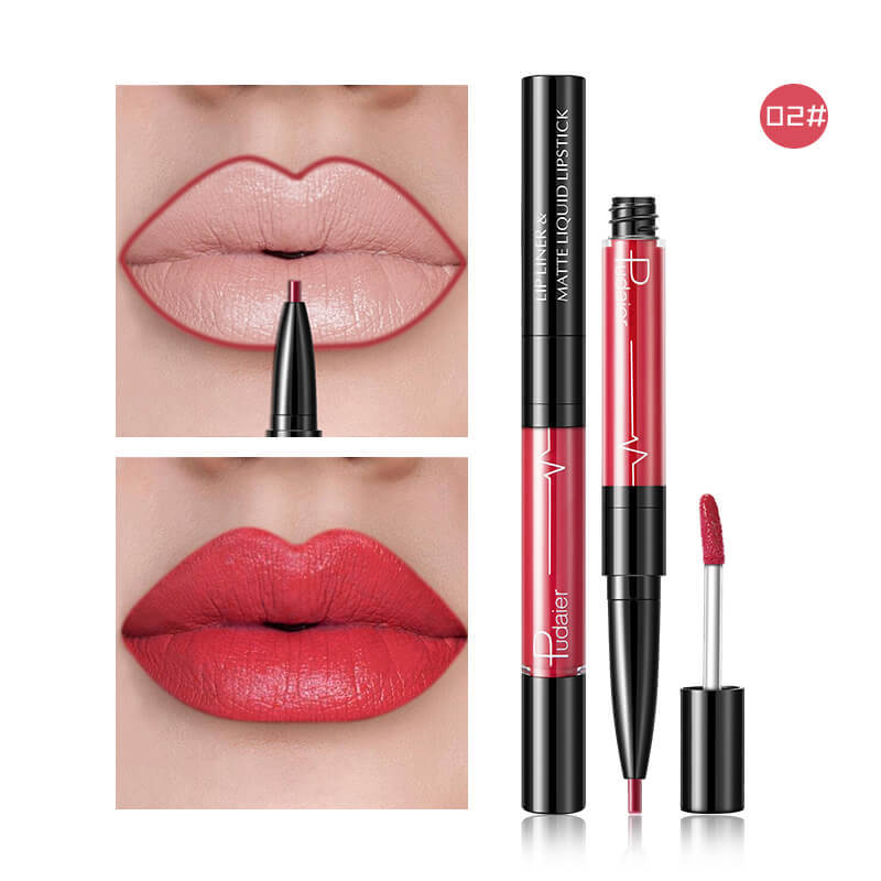HKM-792211 2 in 1 Matte Lip Gloss and Lip Liner – Highly Pigmented Velvet Finish, Long Lasting Color, Easy Application