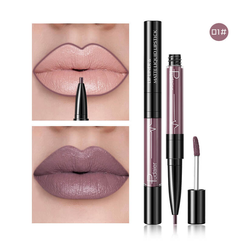 HKM-792211 2 in 1 Matte Lip Gloss and Lip Liner – Highly Pigmented Velvet Finish, Long Lasting Color, Easy Application