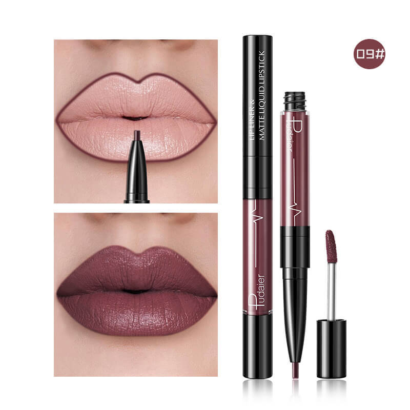 HKM-792211 2 in 1 Matte Lip Gloss and Lip Liner – Highly Pigmented Velvet Finish, Long Lasting Color, Easy Application