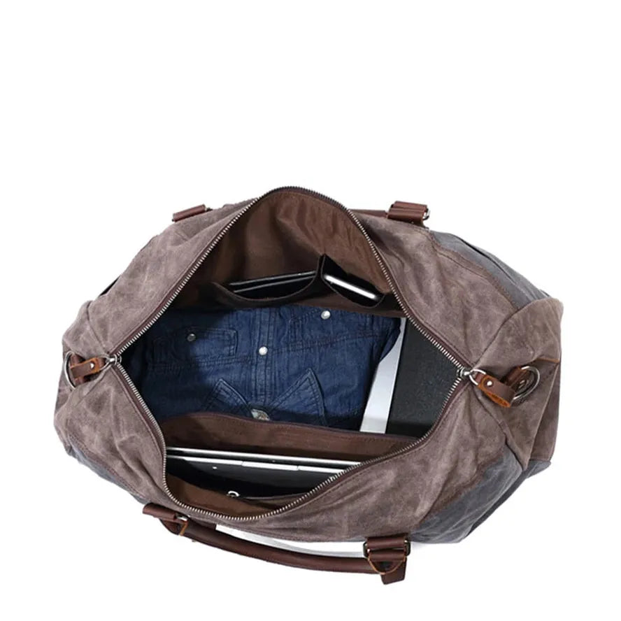 KTX-697043 Large Capacity Waterproof Canvas Travel Bag - Retro Portable Boarding Duffel Bag