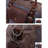 HKM-792403 Large Capacity Waterproof Canvas Travel Bag - Retro Portable Boarding Duffel Bag