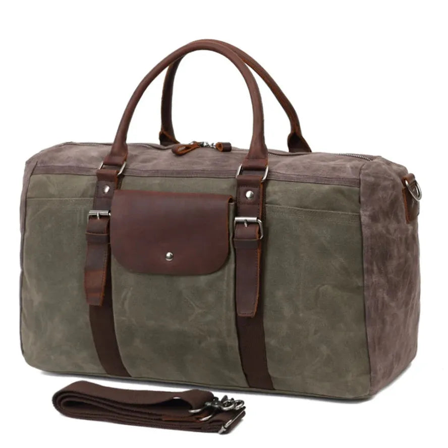 HKM-792403 Large Capacity Waterproof Canvas Travel Bag - Retro Portable Boarding Duffel Bag