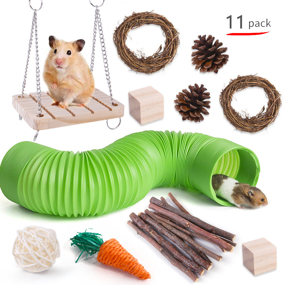 HKM-433043 Wooden Chew Toys for Small Pets - Multi-Set Molar Supplies for Rabbits, Guinea Pigs, and Parrots