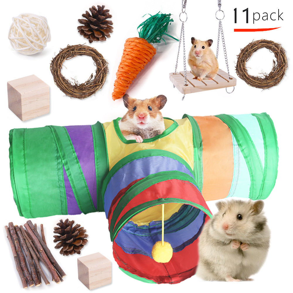HKM-433043 Wooden Chew Toys for Small Pets - Multi-Set Molar Supplies for Rabbits, Guinea Pigs, and Parrots