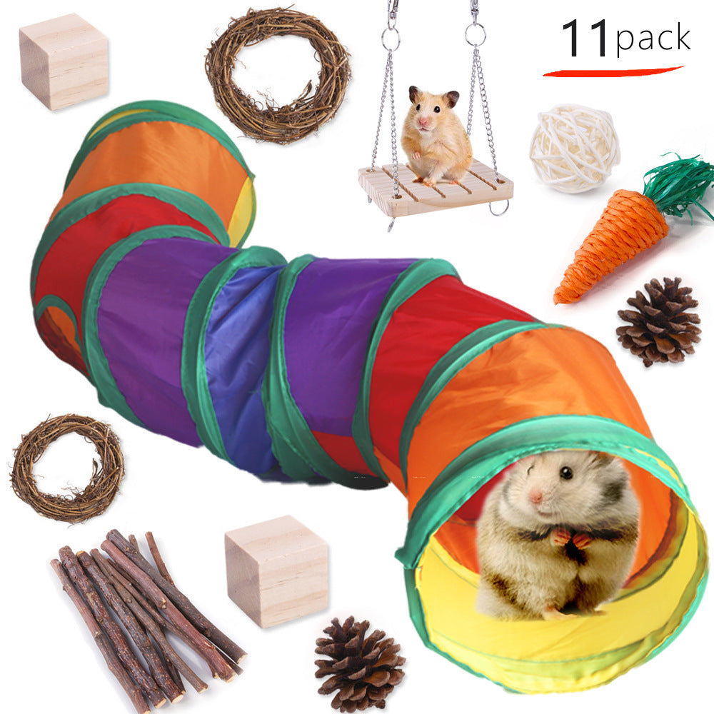 HKM-433043 Wooden Chew Toys for Small Pets - Multi-Set Molar Supplies for Rabbits, Guinea Pigs, and Parrots