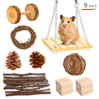 HKM-433043 Wooden Chew Toys for Small Pets - Multi-Set Molar Supplies for Rabbits, Guinea Pigs, and Parrots