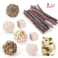 HKM-433043 Wooden Chew Toys for Small Pets - Multi-Set Molar Supplies for Rabbits, Guinea Pigs, and Parrots