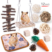 HKM-433043 Wooden Chew Toys for Small Pets - Multi-Set Molar Supplies for Rabbits, Guinea Pigs, and Parrots