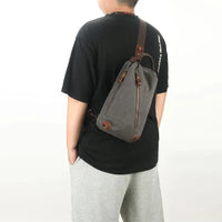 HKM-074259 Multifunctional Retro Casual Men's Shoulder Bag in Heavyweight Waxed Canvas