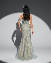 HKM-462547 Elegant Green Evening Dress - Model EZ25012 with Flattering Silhouette and Timeless Design