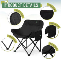 HKM-057619 Portable Folding Camping Chairs - Lightweight 2 Pack with Carry Bag, Supports 330lbs - Ideal for Travel, Picnic, Hiking, Beach, and Fishing