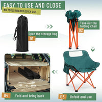 HKM-057619 Portable Folding Camping Chairs - Lightweight 2 Pack with Carry Bag, Supports 330lbs - Ideal for Travel, Picnic, Hiking, Beach, and Fishing