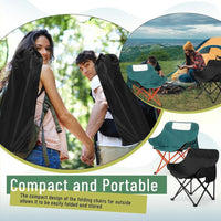HKM-057619 Portable Folding Camping Chairs - Lightweight 2 Pack with Carry Bag, Supports 330lbs - Ideal for Travel, Picnic, Hiking, Beach, and Fishing