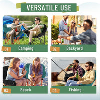 HKM-057619 Portable Folding Camping Chairs - Lightweight 2 Pack with Carry Bag, Supports 330lbs - Ideal for Travel, Picnic, Hiking, Beach, and Fishing