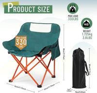HKM-057619 Portable Folding Camping Chairs - Lightweight 2 Pack with Carry Bag, Supports 330lbs - Ideal for Travel, Picnic, Hiking, Beach, and Fishing
