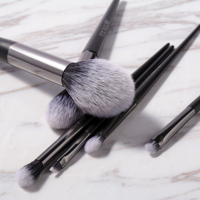 HKM-822675 Set of 6 Quick-Drying Makeup Brushes with Soft Man-Made Fibers and Aluminum Handles